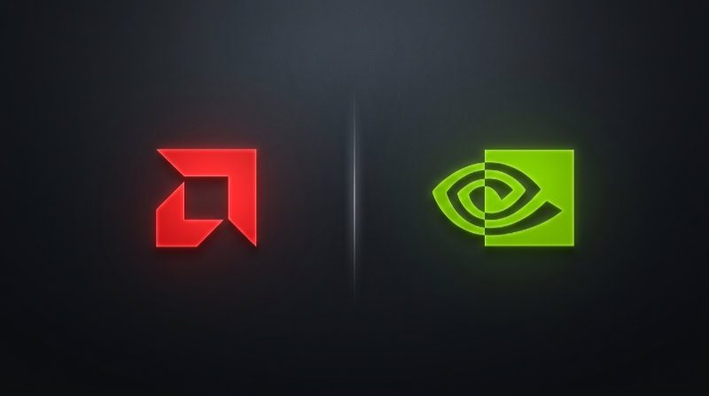 AMD and NVIDIA logos on dark background