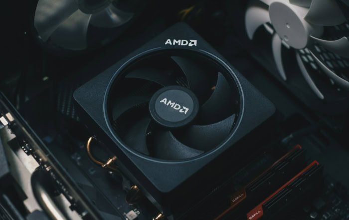 AMD stock CPU cooler inside desktop PC