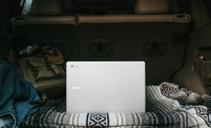 Acer chromebook in a car