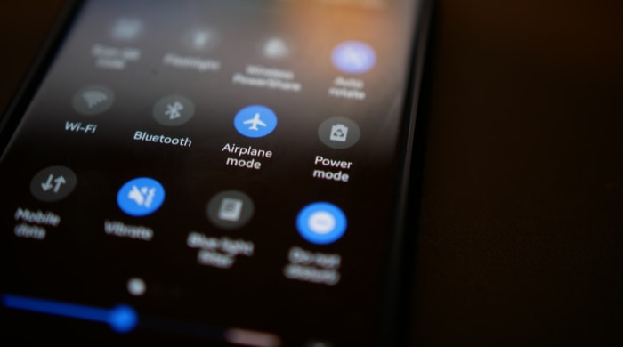Airplane mode enable on black android smartphone