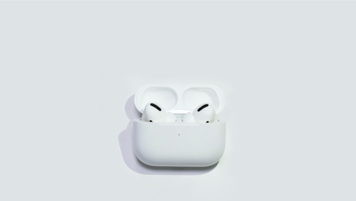 Airpods inside white case