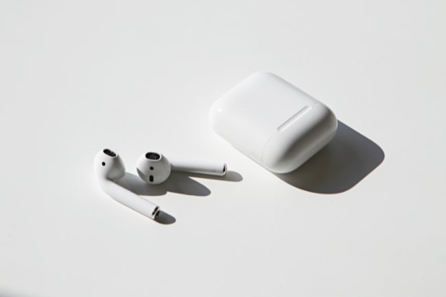 Airpods on white surface
