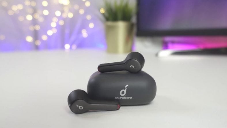 Black Anker Soundcore Liberty Air 2 on white table