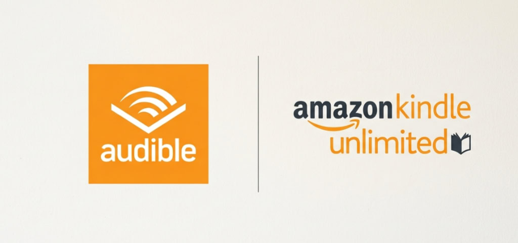 Audible and Amazon Kindle Unlimited logos side by side