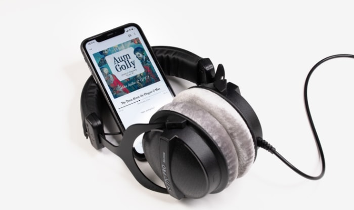 Audible on smartphone on white background