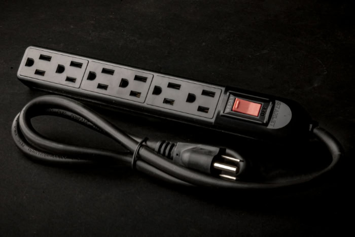 Black Stanley surge protector power strip with cord