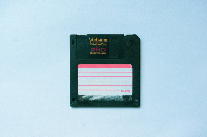 Black Verbatim 3.5 inch floppy disk on light background