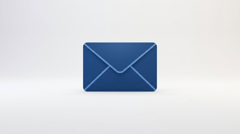 Blue 3D mail envelope icon on white background
