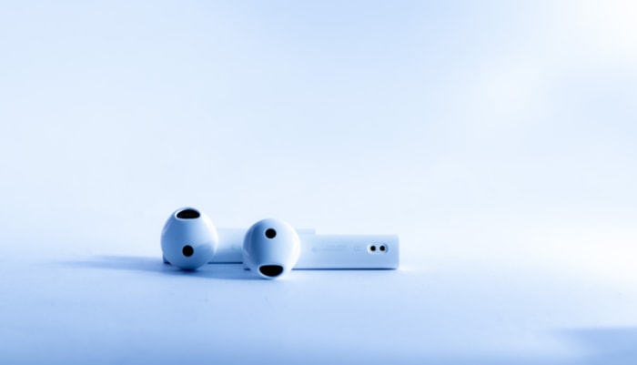 Bluetooth AirPods on white background