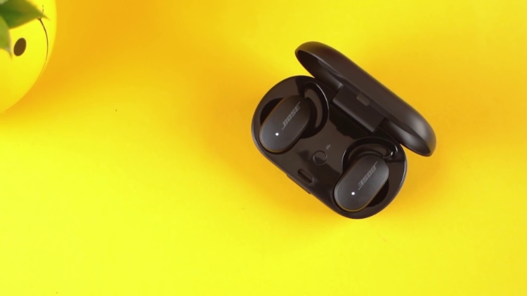 Black Bose QuietComfort Earbuds inside black case
