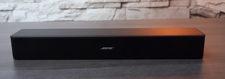 Black Bose Solo 5 TV on gray table