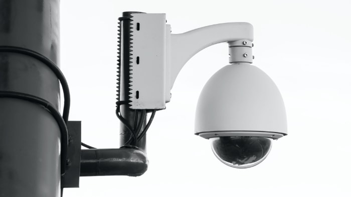 Close up of white CCTV