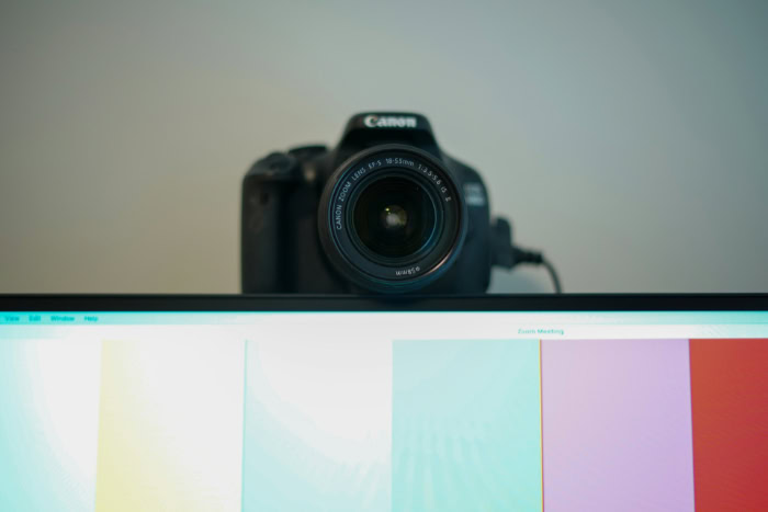 Canon DSLR camera setup for a Zoom meeting