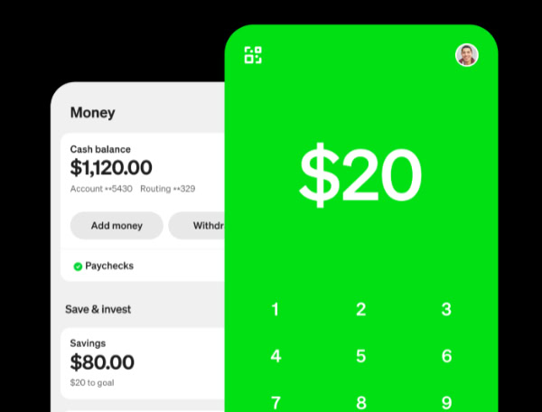 Cash App interface showing balance and payment keypad