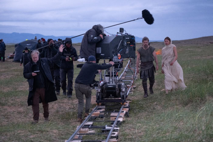 Christopher Nolan directing actors using an IMAX camera
