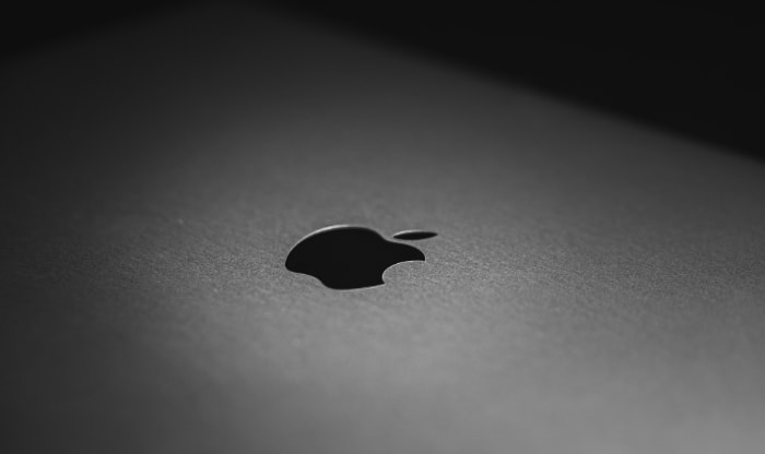Close up of Apple logo