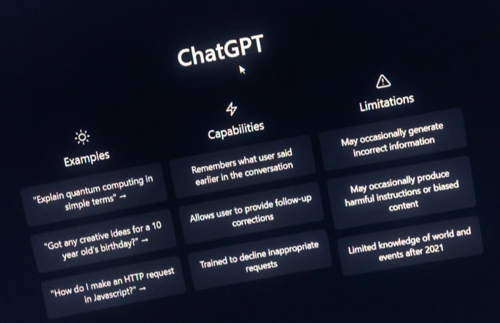 Close up of ChatGPT interface on a laptop screen