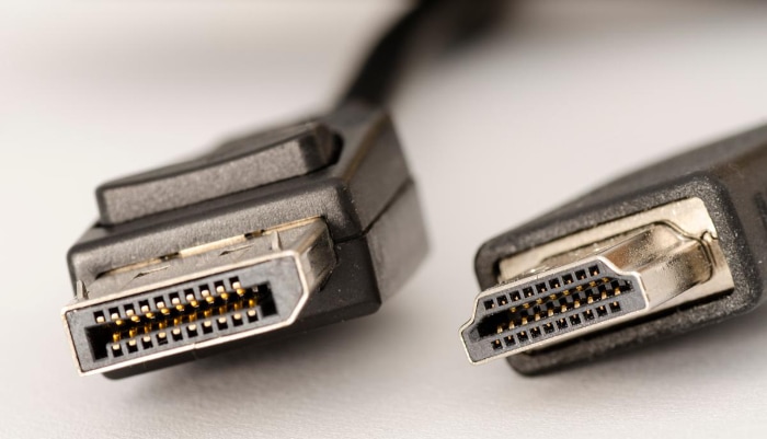 Close up of DisplayPort cable