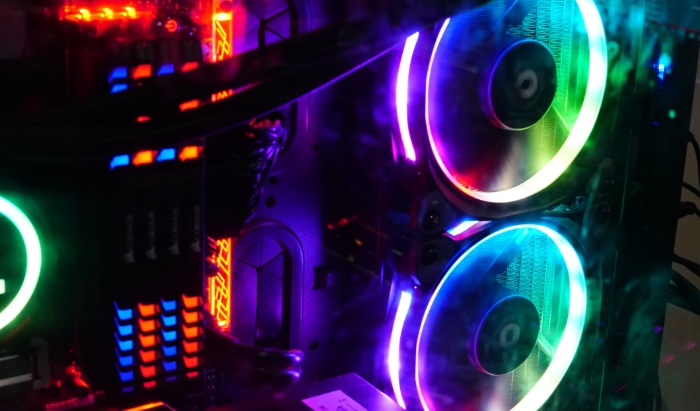 Close up of RGB PC case