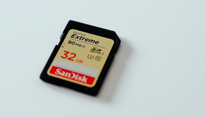 Close up of SD card