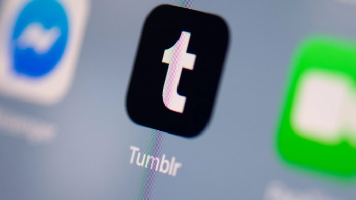 Close up of Tumblr mobile app logo on screen