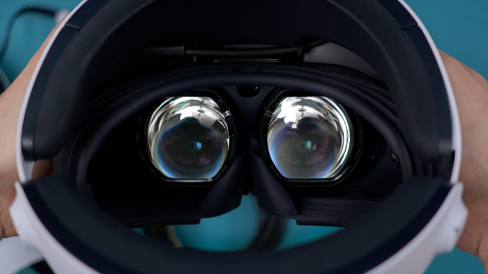 Close up of VR headset lenses and interior