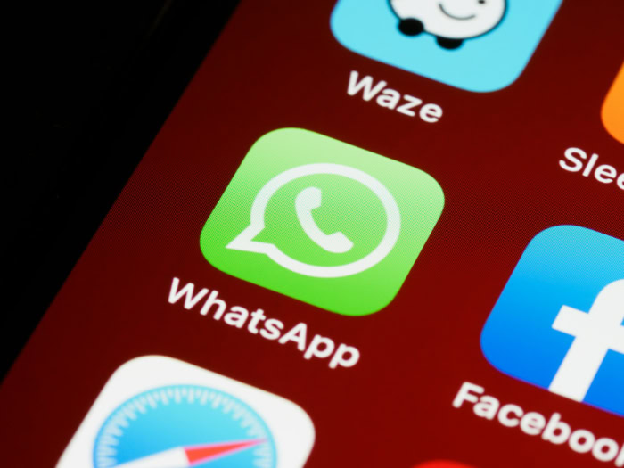 Close up of WhatsApp app icon on smartphone screen