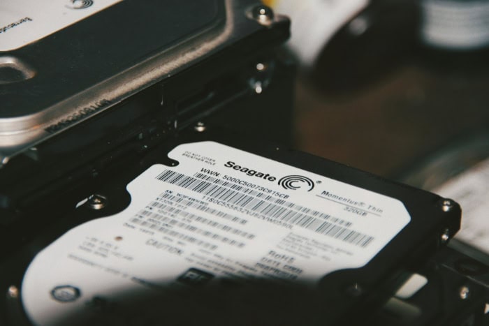 Close up of a Seagate hard drive