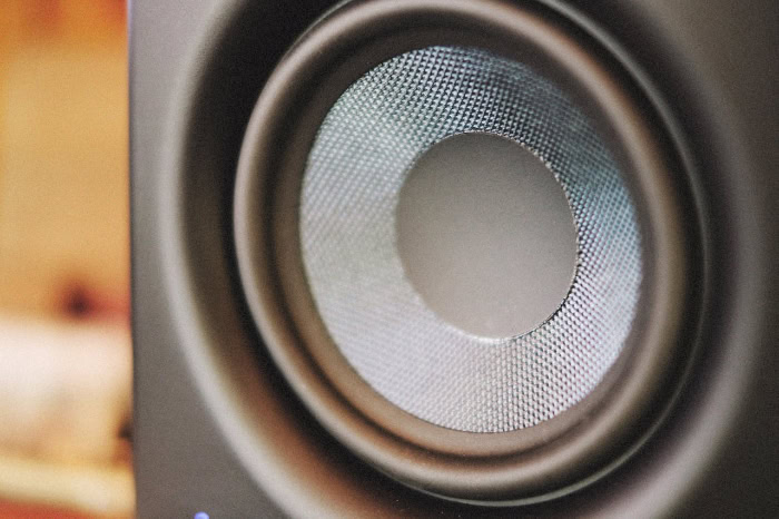 Close up of a subwoofer speaker cone