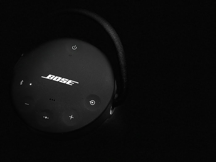 Close up of black Bose SoundLink Micro speaker
