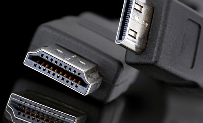 Close up of black HDMI cable