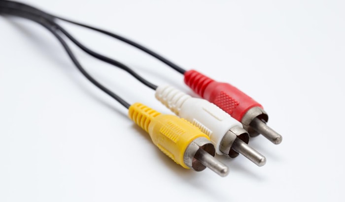 Close up of composite av cable