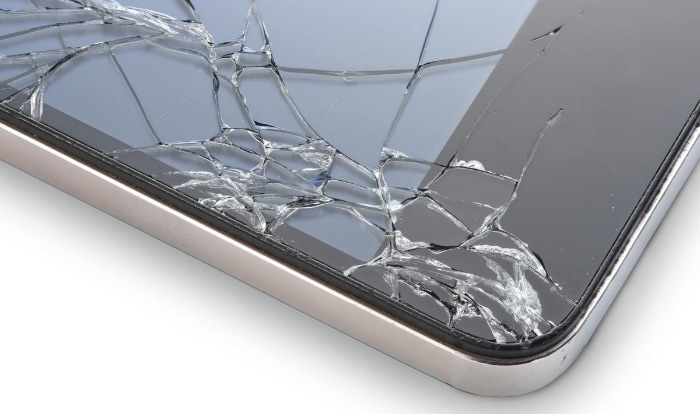 Close up of cracked phones screen