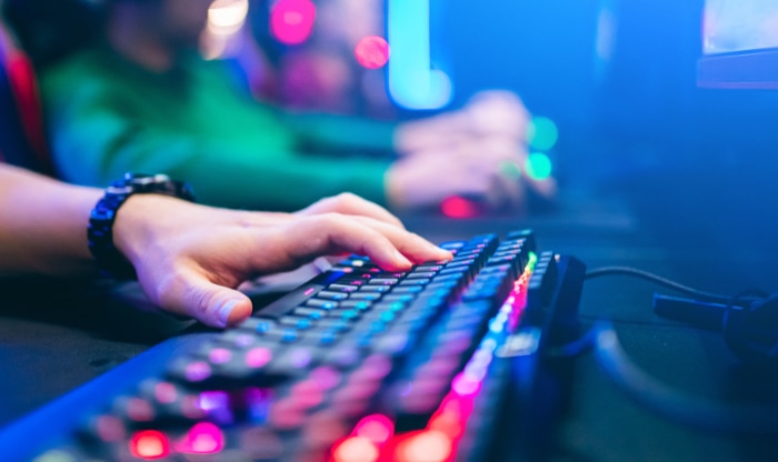 Close up of hand on gaming keyboard 1