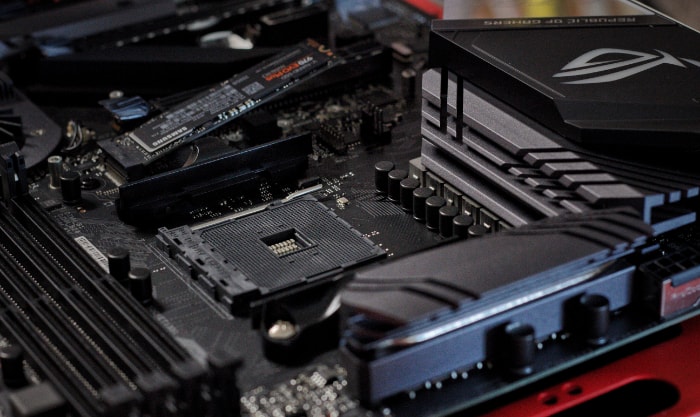Close up of motherboard