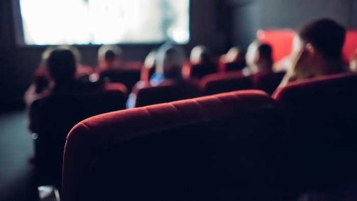 Close up of movie theater seats