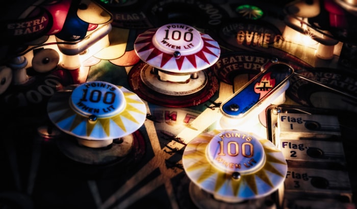 Close up of vintage pinball table