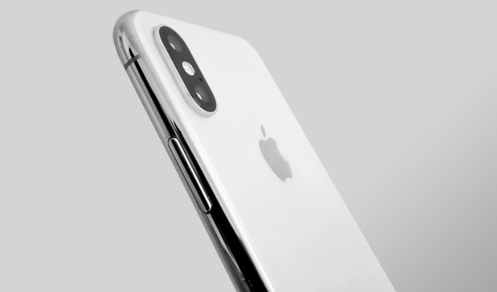 Close up of white iPhone
