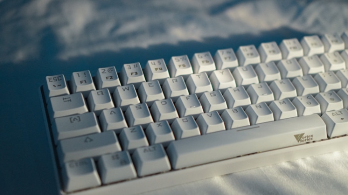 Close up of white mechanical keyboard