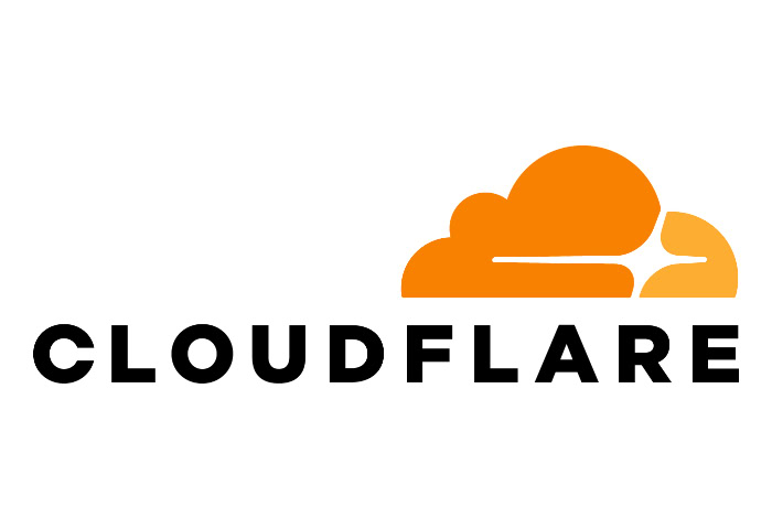 Cloudflare logo with orange cloud icon design