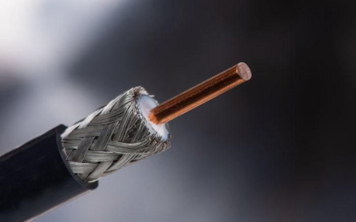 Coaxial cable cross section with copper core