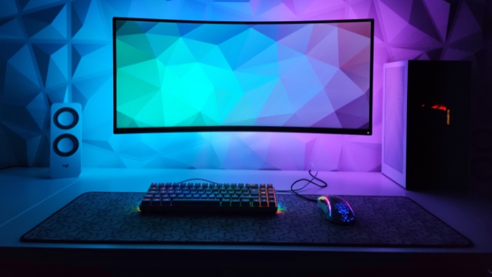 Colored pc gaming setup