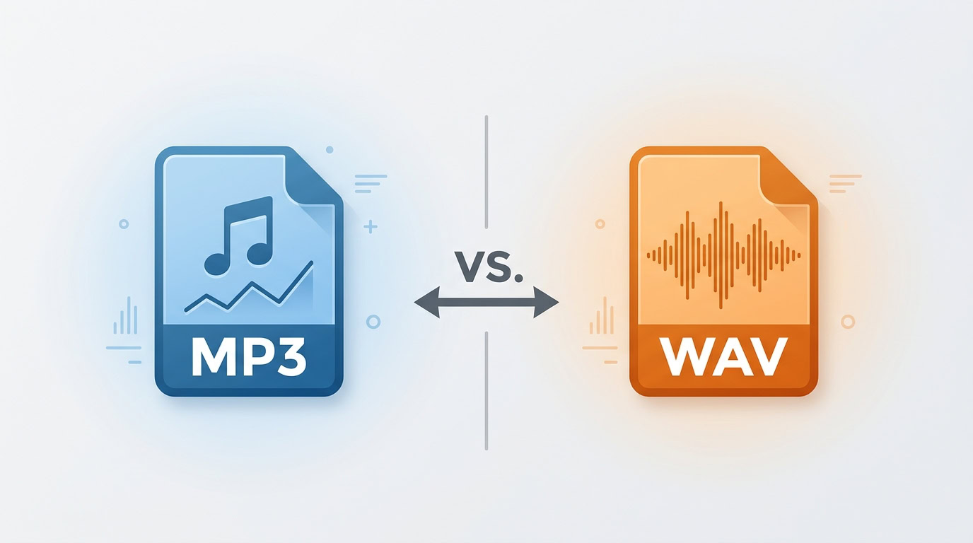 Comparison graphic of MP3 and WAV audio formats