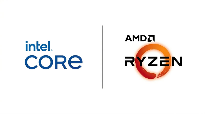 Comparison of Intel Core and AMD Ryzen logos