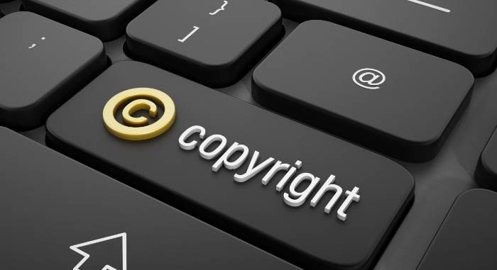 Copyright logo on black keyboard