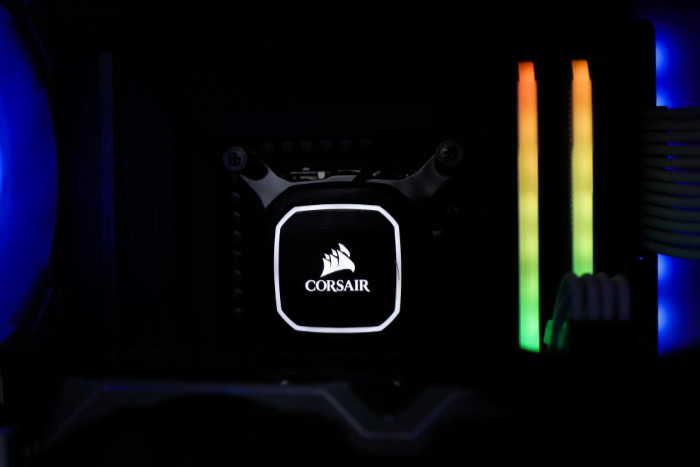 Corsair CPU cooler with RGB lighting gaming PC