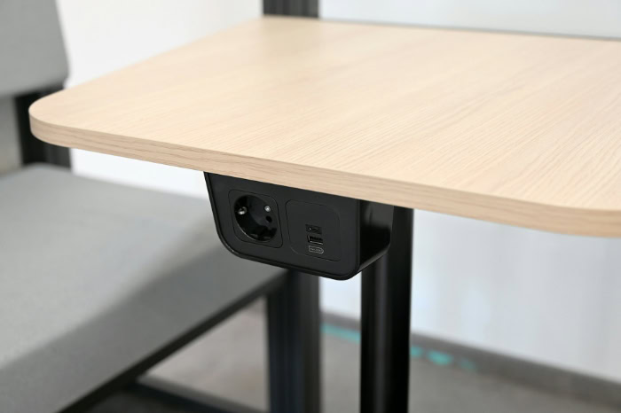 Desk with built in power outlet and USB ports