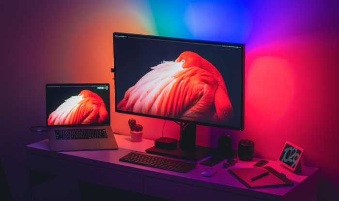 Desktop setup with RGB