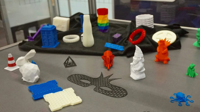 Diverse collection of colorful 3D printed objects