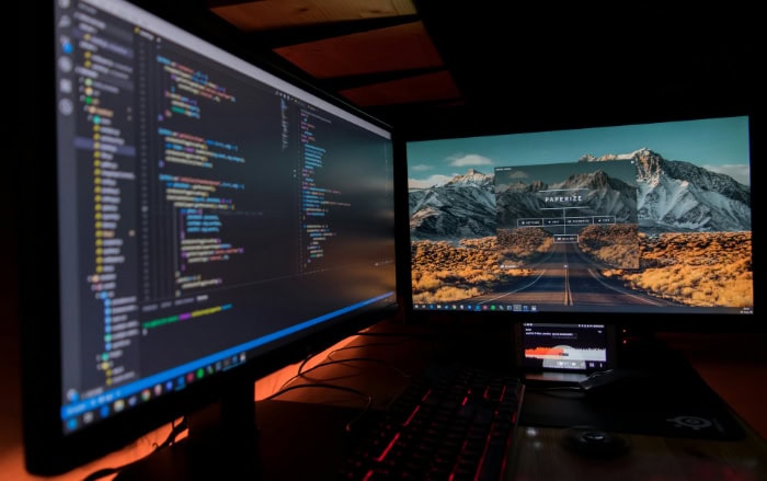 Dual monitor setup with code editor 1